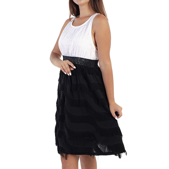 ELMAS PHIL BLACK, WHITE DRESS | WOMENS SIZE L - Picture 2 of 5